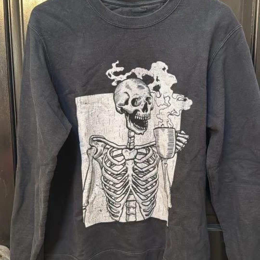 Vintage Black Skeleton Graphic Sweatshirt